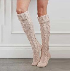 Cable Knit Socks, High Boots Outfit, Over Knee Socks, Diy Vetement, Knitted Socks, Thigh High Socks, Warm Socks, Knee Socks, Slipper Socks