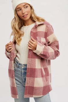 Flannel Coat, Boyfriend Jacket, Diaper Bag Tote, Flannel Jacket, Plaid Coat, Oversized Coat, Cute Jackets, Pink Plaid, Late Night