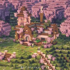 Link in bio 🌸 Minecraft Cherry Blossom Aesthetic, Minecraft Cherry Blossom Cottage, Cherry Biome Minecraft House, Cherry Blossom Cottage Minecraft, Cherry Blossom Builds Minecraft, Cherry Blossom Builds, Pretty Minecraft Builds, Minecraft Staircase Design, Cherry Blossom House Minecraft