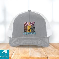 Get ready to catch some waves in style with this Embroidered California Surf Ocean Vibes Trucker Hat! Made for those who crave the ocean breeze and beach vibes, this trendy hat is perfect for casual days along the coast by the water. The ocean-inspired design adds a touch of tropical flair to your fashion. Embrace the laid-back California lifestyle with this must-have surfing trucker hat that will have you feeling those endless summer vibes wherever you go. Add a sleek yet casual appeal to any o Casual Cheap Trucker Hat For Beach, Aesthetic Surfboard, Hat Aesthetic, Surfer Style, Brand Stickers, California Lifestyle, California Surf, Trendy Hat, Ocean Vibes