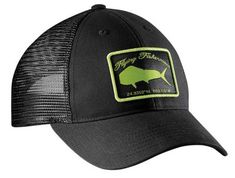 Flying Fisherman Mahi Trucker Hat, Black, H1765 Camo Trucker Hat, Trucker Hat Black, Fly Fisherman, Black Crown, Tractor Supplies, Man Hat, Tractor Supply, Mahi Mahi, Woven Labels