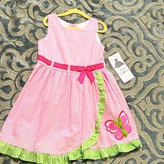 Rare Editions Girls Size 5 Sleeveless Seersucker Dress Butterfly Appliqu Button Closure, Round Neck Cotton Polyester Machine Washable Playful Sleeveless Gingham Dress, Woman Costumes, Holiday Formal Dresses, Easter Dresses For Toddlers, Dress Butterfly, Girls Spring Dresses, Eyelet Lace Dress, Shrug For Dresses, Rose Print Dress