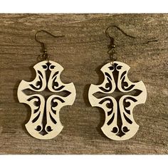 Laser Cut Wood Wood Earrings Made In The Usa White Artisan Earrings For Pierced Ears, Traditional White Plug Earrings As Gift, Handmade Rustic White Jewelry, White Rustic Handmade Jewelry, Rustic Handmade White Jewelry, Rustic White Handmade Jewelry, Michael Kors Earrings, Pandora Rose Gold, Red Heart Earrings