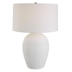 Uttermost Reyna Chalk White Table Lamp By Casagear Home Uttermost Lamps, Product Engineering, White Linen Fabric, Ceramic Urn, Ceramic Table Lamp, Ceramic Base, Chalk White, White Table Lamp, White Table