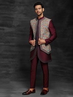 Western Suits For Men, Engagment Dress, Unique Mens Wedding Suits, Amp Suit, Wedding Sherwani For Men, Men Wedding Sherwani, Engagement Dress For Groom, Indo Western Dress For Men