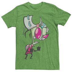 He'll love the playful style of this Men's Nickelodeon Invader Zim Menacing Laugh Tired Gir Portrait Graphic Tee. Crewneck Short sleeves FABRIC & CARE Cotton Machine wash Imported Color: Med Green. Gender: male. Age Group: adult. Material: Cotton / Poly. Green Novelty Graphic Print Top, Green Graphic Print Novelty Top, Green Pop Culture Tops With Character Print, Green Novelty Short Sleeve Top, Green Short Sleeve Novelty Top, Green Crew Neck Novelty Top, Green Novelty Cotton Top, Green Cotton Novelty Top, Invader Zim Gir