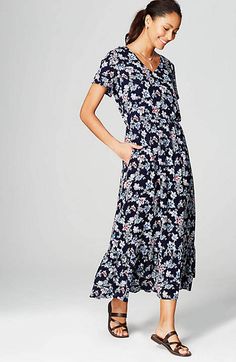 Ruffled Floral Maxi Dress | JJillclose Maxi Knit Dress, 2019 Fashion, Clothes To Buy, Everyday Dresses, Stitch Fix Style, Linen Dresses, Leather Lace, Floral Maxi, Summer 2019