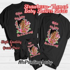 Strawberry Baby Shower Girl Matching Family Shirts -Personalize with Child Name and Family Titles - Black and White Raglan Shirts Available! These Custom Strawberry Baby Shower Girl Shirts are guaranteed to be a family hit! These matching family shirts will make memories and smiles for your family celebration.  Mail as a Group or Individually to members home Family design mock up available This is the time to celebrate being with family. Get family Baby Shower shirts from our high-quality printing company!  We take great care of your order and ensure it is delivered timely. We only use high-quality shirts! Shirt types: Unisex S-3XL  Unisex 4xl  Kids Shirts Baby Bodysuit  Raglan - Kids/Unisex Small-3x Choose type of shirt, size, and names in the personalization box. You can change the font Baby Shower Shirts, Matching Family Shirts, Strawberry Baby, Baby Shower Girl, Father And Baby, Blue And White Shirt, Family Shirts Matching, Raglan Shirts, Girl Shower