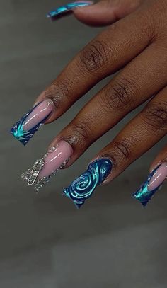 Candy Nails, Purple Acrylic Nails, Acrylic Toe Nails, Blue Acrylic Nails