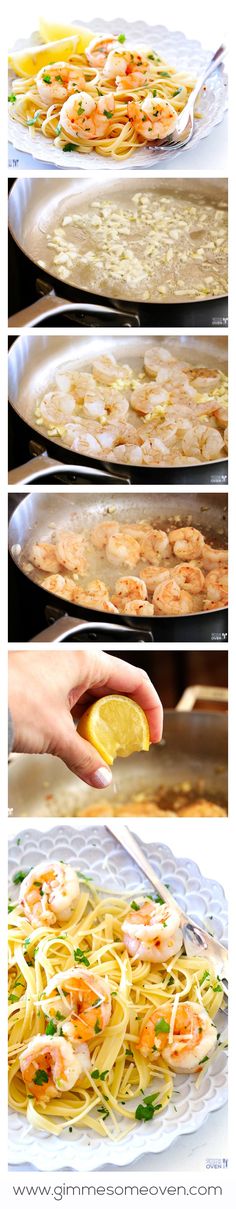 the steps to make shrimp pasta with lemons and parmesan cheese