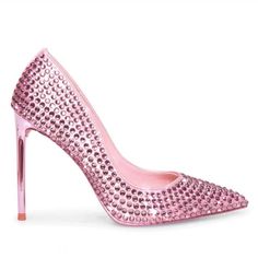 Steve Madden Womens Vala-R Pink Heels Step Out In Vala-R And Get Ready To Stun. This Sharp Stiletto Heel Is Covered In Sparkling Rhinestones And Pops Against Any Look. Textile Or Synthetic Upper Material With Stones Vegan Leather Lining Synthetic Sole 4 Inch Heel Height New Without The Box There Are Store Markings On The Sole. Formal Heels With Rhinestone Rivets, Formal Heels With Rhinestone Rivets And Round Toe, Glamorous Heels With Rhinestone Rivets For Night Out, Pointed Toe Heels With Bling, Formal High Heels With Rhinestone Rivets, High Heels With Rhinestone Rivets For Party, Party Heels With Rhinestone Rivets And Round Toe, High Heels With Rhinestone Rivets, High Heel Heels With Rhinestone Rivets