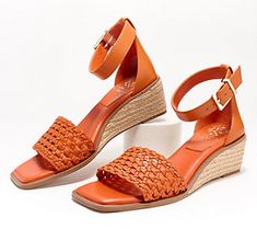 Whether you're wearing a simple shift dress or a fabulously flirty maxi skirt, you need the perfect sandals. Meet: Bretandi.  The woven upper is effortlessly paired with a jute-wrapped wedge to exude those summer vibes, while an enclosed heel back and adjustable ankle strap are all about stylish stability. Sometimes, looking undeniably fabulous is as easy as tossing on the right pair of shoes. From Vince Camuto. Simple Shift Dress, Snake Heels, White Leather Sandals, T Strap Flats, Low Heel Wedges, Studded Sandals, Espadrille Wedge, Leather Sandals Women, Leather Block Heels