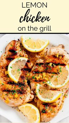 grilled chicken with lemons and herbs on the grill is an easy dinner idea