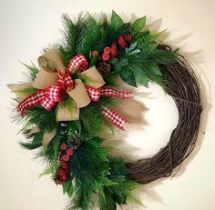 a christmas wreath hanging on the wall