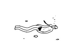 a black and white drawing of a person swimming