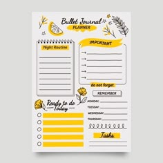 Bullet Journal Template, Daily Planner Notepad, Alfabet Font, Journal Elements, Bullet Planner, Kids Planner, Journal Templates, Weekly Planner Template