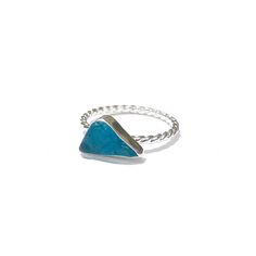 A dainty ring made with a super special, rare beach find made with a rare, patterned piece of turquoise blue sea glass that's been set in fine silver & comes on a sterling silver twisted rope stacking ring band. You will get the pictured ring. READY TO SHIP! Blue Sea Glass, Dainty Ring, Ring Band, Perfect Ring