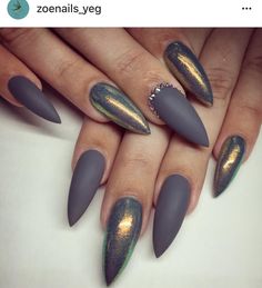 Witchy Nails, Nagellack Trends, Goth Nails, Gray Nails, Pretty Nail Art Designs, Get Nails, Bling Nails, Fancy Nails, Dope Nails