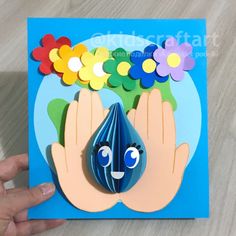 Earth day Save water craft for kids Save Water Bulletin Board Ideas, Save Water Craft, Water Arts And Crafts, Water Crafts Preschool, Earth Day Craft, Nature Craft, Birthday Card Drawing