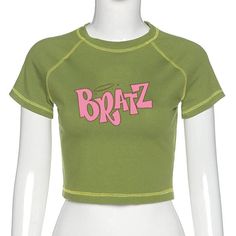 Street Goth, Cropped Tops, Print Crop Tops, Green Tops, Outfit Casual, Cool Tees, Fashion Tees, Y2k Vintage, Vintage Tshirts