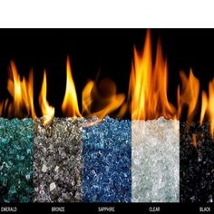 fire and ice are shown in four different color choices, including blue, green, orange, and yellow