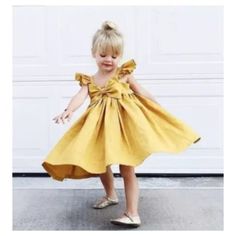 Bundle And Save $$$ Super Cute Dress In Mustard Yellow Size 18-24month : Length 19.5" -Elastic Back Panel. -Adjustable Shoulder Straps. New Baby Dress, Big Bow Dress, Baby Fancy Dress, Girls Dresses Summer, Girls Summer Outfits, Baby Outfits Newborn, Baby Outfits, Fashion Kids