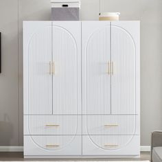 4 Door Armoire Wardrobe Closet, Wood 4 Drawers Tall Armoire Storage Closet for High Storage Capacity Image 1