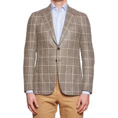 ISAIA Napoli Cortina Taupe Gray Plaid Wool-Silk-Linen Hopsack Jacket 46 NEW 36 ISAIA Single Breasted Jacket, Gray Plaid, Suit Separates, Plaid Jacket, Jacket Buttons, Lapel Pin, Sport Coat, New Model, Men's Blazer