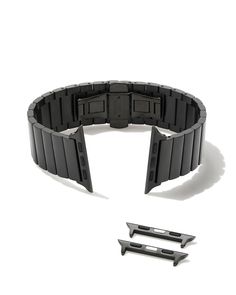 Designed to fit your Apple Watch® and Samsung Galaxy Watch®, the Hudson Watch Band in Black Stainless Steel features rectangular metallic links that are perfect for everyday wear and for dressing up. To switch up your bands, simply press down on the easy release mechanism and then align each new band to the pinholes on either side of the watch. Metal Black Stainless Steel Compatibility Compatible with Apple Watch® Series 1-10 and any Samsung Galaxy Watch® with 20mm straps (Case Sizes: 38/40/41mm Black Metal Watch Accessories With Bracelet Strap, Modern Black Metal Watch Bands, Modern Adjustable Watch Extender, Black Rectangular Watch Bracelet Strap Accessory, Adjustable Black Metal Watch Bands, Black Metal Watch Bracelet Strap, Adjustable Rectangular Black Watch Band, Black Metal Bracelet Strap For Watch, Black Rectangular Watch Bracelet Strap