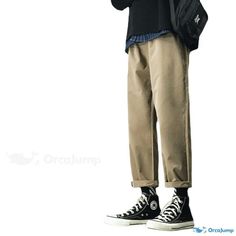 OrcaJump - Casual Solid Straight-Leg Pants, Loose-Fitting Lounge Pants, Sports Trousers Casual Black Full-length Chinos, Casual Khaki Jogger Trousers, Casual Stretch Wide Leg Chinos, Casual Wide Leg Stretch Chinos, Casual Ankle-length Khaki Chinos, Casual Stretch Full-length Work Pants, Casual Khaki Straight Sweatpants, Casual Khaki Straight Leg Chinos, Casual Stretch Chinos