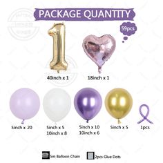 the package quantity is 1 balloons, one balloon and two heliums in different colors