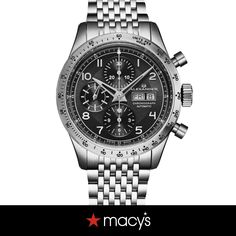 in stock Timeless Silver Watch With Tachymeter, Round Watch, Watch Review, Silver Watch, Link Bracelets, Chronograph, Cleaning Wipes, Jewelry Watches, Alexander