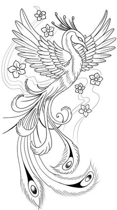 a drawing of a bird with flowers on it's back and the words love written in