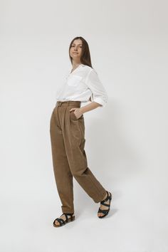 Hello, Dear! Welcome to IPANSstore and discover the world of various women's pants! We are fall pleated corduroy pants, perfect for daily wear. We combine high rise and comfortable loose cut. We can be sewn in different colors. Choose your color and write to us! Designed and carefully handmade by IPANTS in small quantities - you're getting a unique item. * Two side and back pockets * Zip and button on the middle * Wide belt loops * Front pleats STANDARD SIZES: Sizes available: XS, S, M, L, XL Th Relaxed Fit Corduroy Ankle-length Pants, Relaxed Fit Ankle-length Corduroy Pants, High Waist Mom Fit Pants For Fall, Corduroy Ankle-length Workwear Bottoms, Straight Leg Corduroy Pants For Work, Workwear Mom Fit Pants With Pockets, Mom Fit Workwear Pants With Pockets, Mom Fit Pants With Pockets For Work, Corduroy Ankle-length Workwear Pants