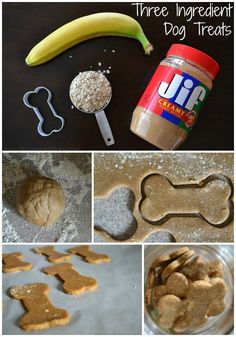 there are pictures of dog treats and ingredients for making them look like they were made out of cookies