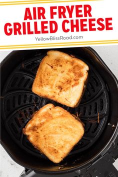 air fryer grilled cheese on the grill with text overlay