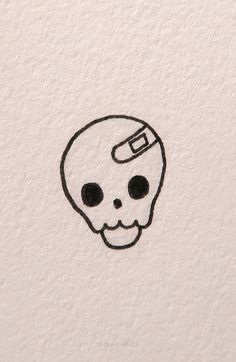 a drawing of a skull with a hat on it's head