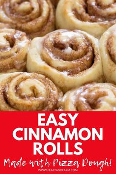 easy cinnamon rolls made with pizza dough