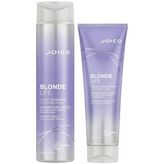 Enhance and maintain your cool, bright blonde hair with the Joico Blonde Life VIOLET Shampoo and Conditioner duo. This 10.1 oz shampoo and 8.5 oz conditioner set is specially formulated to neutralize unwanted brassiness and preserve the cool tones of your blonde locks. Infused with violet pigments and advanced conditioning agents, this duo ensures your blonde hair remains vibrant, luminous, and beautifully refreshed. Cool Bright Blonde, Joico Blonde Life, Violet Shampoo, Colour Touch Wella, Punky Color, Grey Blonde Hair, Bright Blonde Hair, Purple Shampoo And Conditioner, Wella Color Charm