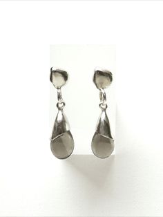 Silver Sterling Teardrop Earrings With Polished Finish, Formal Silver Smoky Quartz Jewelry, Elegant Silver Faceted Teardrop Earrings, Silver Long Drop Teardrop Earrings With Gemstone, Silver Gemstone Teardrop Long Drop Earrings, Smoky Quartz Earrings, Onyx Earrings, Quartz Earrings, Smoky Quartz