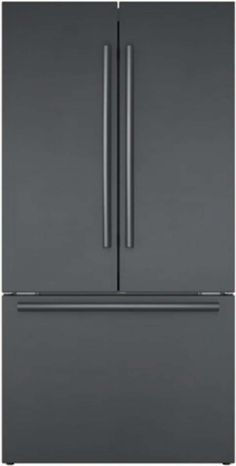 a gray refrigerator freezer with two doors