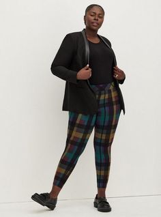 FIT Model is 5'9” wearing size 1. . 27” inseam. Full length. MATERIALS + CARE Cotton-blend knit fabric. 95% cotton, 5% spandex. Machine wash cold. Dry low. Imported. DETAILS Stretchy waistband. . Multi-block plaid pattern print. The best plus size women's full length signature waist premium legging printed leggings in multi block plaid made of premium. Torrid is your destination for the freshest spring and summer styles. Lesbian Fashion, Trendy Plus Size Fashion, Summer Styles, Tapered Pants, Bottom Clothes, Camo Print, Trendy Plus Size, Printed Leggings, Plaid Pattern