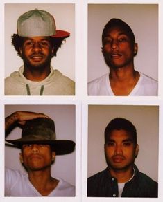 four different pictures of men with hats on their heads