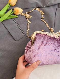 Women's Evening Bag Dome Bag Velvet for Evening Bridal Wedding Party Valentine's Day with Chain Large Capacity Lightweight Geometric Elegant Purple Shoulder Bag, Wedding Clutch Bag With Chain Strap, Elegant Purple Shoulder Bag For Party, Elegant Purple Clutch For Events, Elegant Purple Clutch For Event, Elegant Purple Party Bag, Gold Shoulder Bag With Chain Strap For Wedding, Gold Chain Strap Shoulder Bag For Wedding, Purple Evening Bag For Wedding