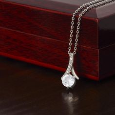 14k White Gold Necklace Pendant Embellished With Cubic Zirconia Crystals Graduation Gifts For Daughter, Wife Necklace, Beauty Necklace, Art Necklaces, Sweetest Thing, Ribbon Necklace, Graduation Gifts For Her, Birthday Gifts For Girlfriend, Birthday Jewelry Gift