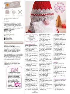 an article in the knitting book is shown with instructions to make it look like santa claus