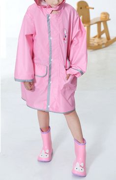 Children's Cartoon Long Jumpsuit Raincoat Only Raincoat - PrettyKid Playful Long Sleeve Raincoat For Winter, Playful Long Sleeve Winter Raincoat, Pink Waterproof Raincoat For Fall, Pink Waterproof Hooded Outerwear, Playful Pink Outerwear For Outdoor, Pink Waterproof Long Sleeve Outerwear, Playful Hooded Raincoat For School, Pink Hooded Raincoat For Fall, Pink Raincoat For Fall Rainy Weather