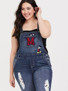 Disney Mickey Mouse Patch OverallsDisney Mickey Mouse Patch Overalls, DEEP WATER Patch Overalls, White Boyfriend Jeans, Cropped Boyfriend Jeans, Disney Fashion, Wide Leg Cropped Pants, Disney Outfits, Plus Size Jeans, Disney Style, Disney Mickey Mouse