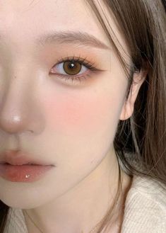 #lightmakeup #makeup #makeuplover No Makeup Korean Look, Korean Casual Makeup, Korean No Makeup Makeup Look, Daily Asian Makeup, Brown Tone Makeup Looks, Douyin Makeup Peach, Daily Korean Makeup, Brown Eyeliner Asian