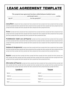 a free printable rental agreement form that is intended to be used for rent purposes